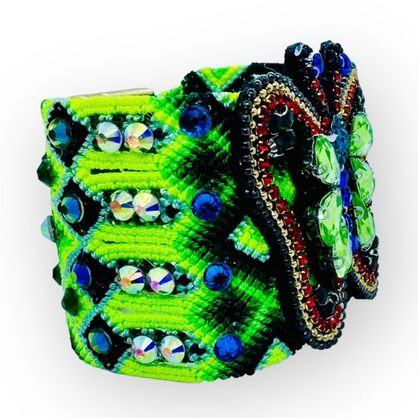 Beaded Embroidered Butterly Bracelet/Cuff