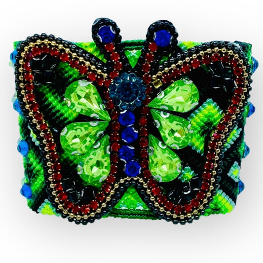 Beaded Embroidered Butterly Bracelet/Cuff